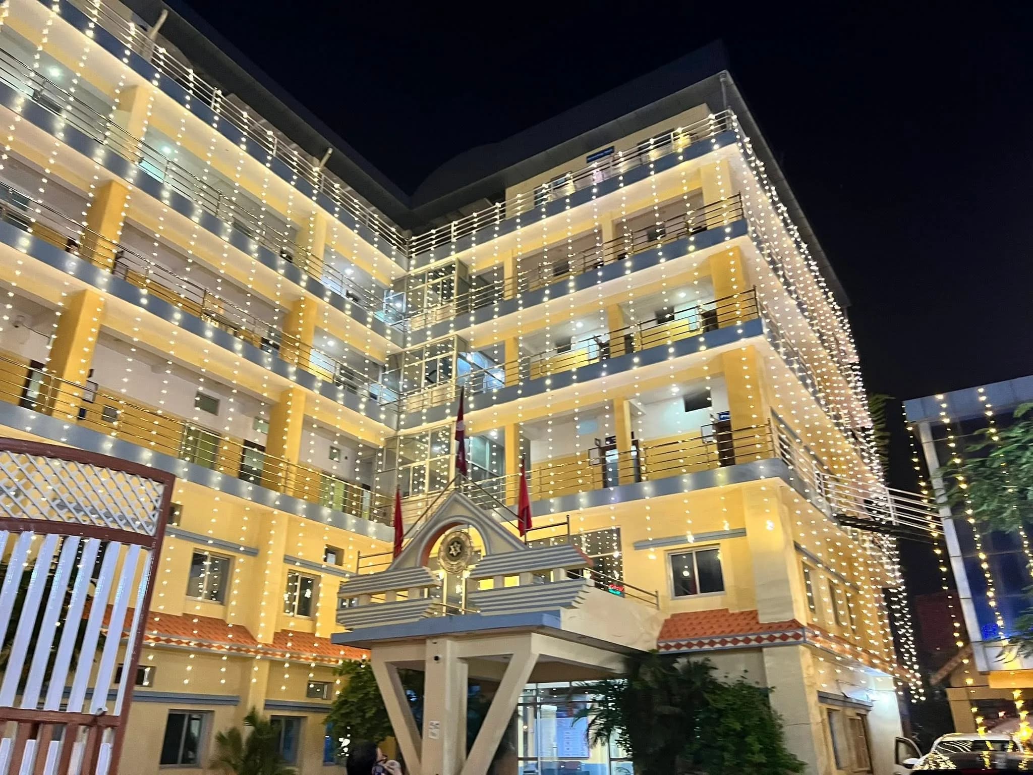 NTI building in evening